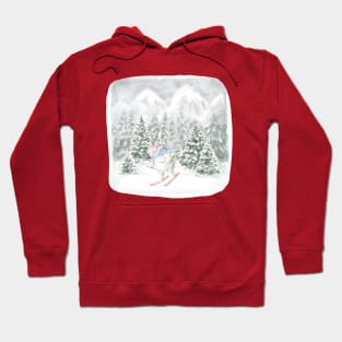 Skiing polar bear on christmas Hoodie